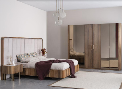 Luxury Bedroom Complete Upholstery Furniture Double Bed Modern Wardrobe
